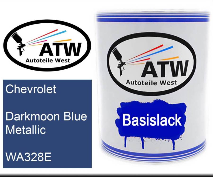 Chevrolet, Darkmoon Blue Metallic, WA328E: 1L Lackdose, von ATW Autoteile West.